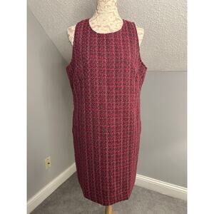 EUC J. Crew Factory Sleeveless Tweed Shift Lined Dress Women’s Sz 14 Pink Multi